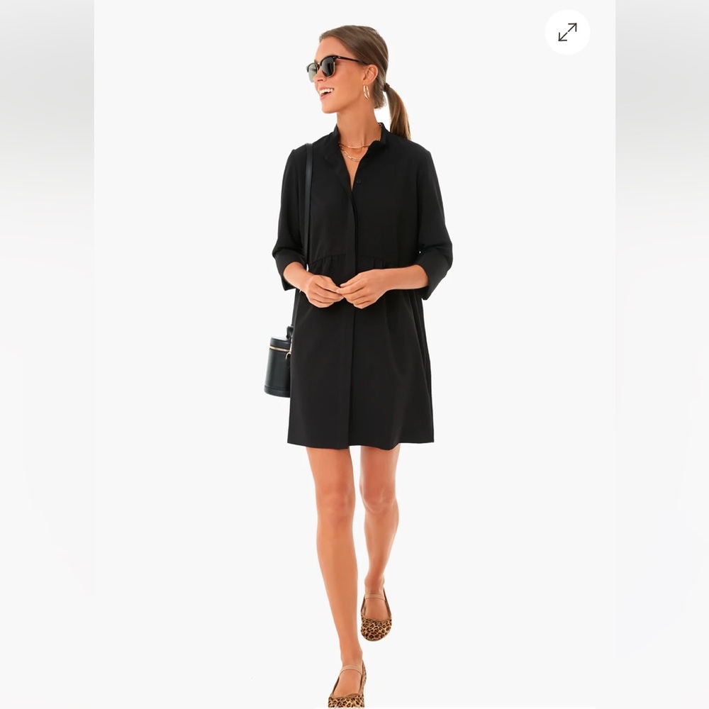 Tuckernuck Black Stretch Crepe Royal Shirt Dress